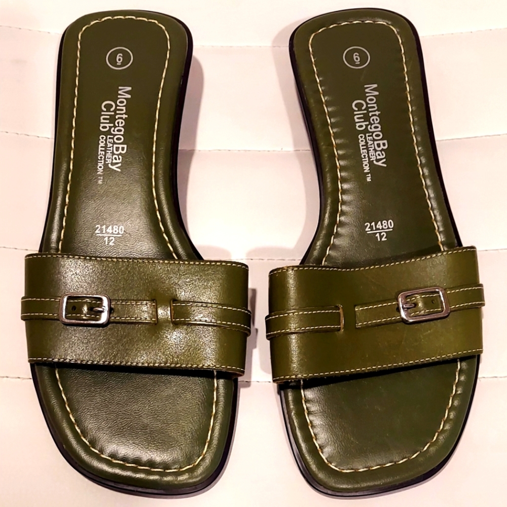 Army Green Slippers sz6